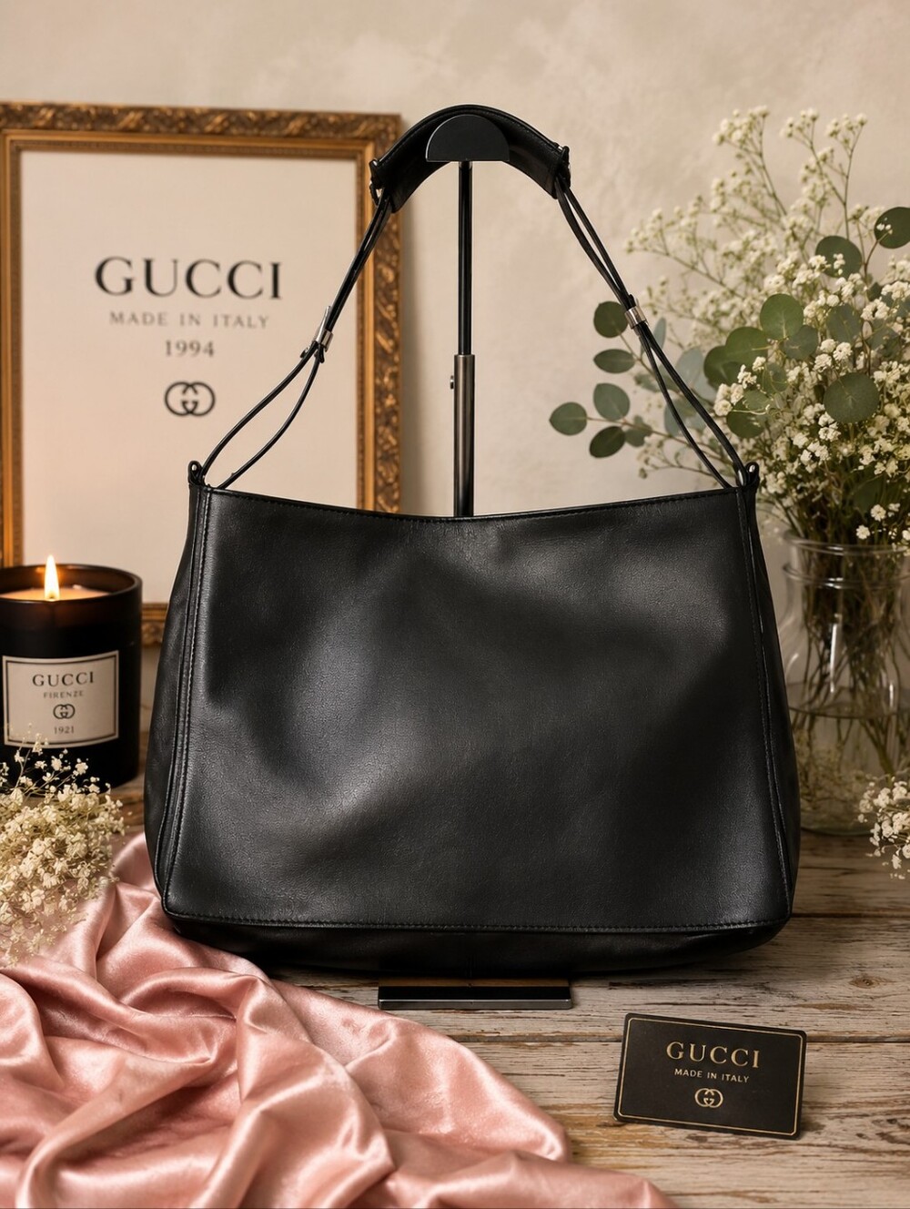 Gucci Vintage 1994 Tom Ford Era Black Leather Shoulder Bag